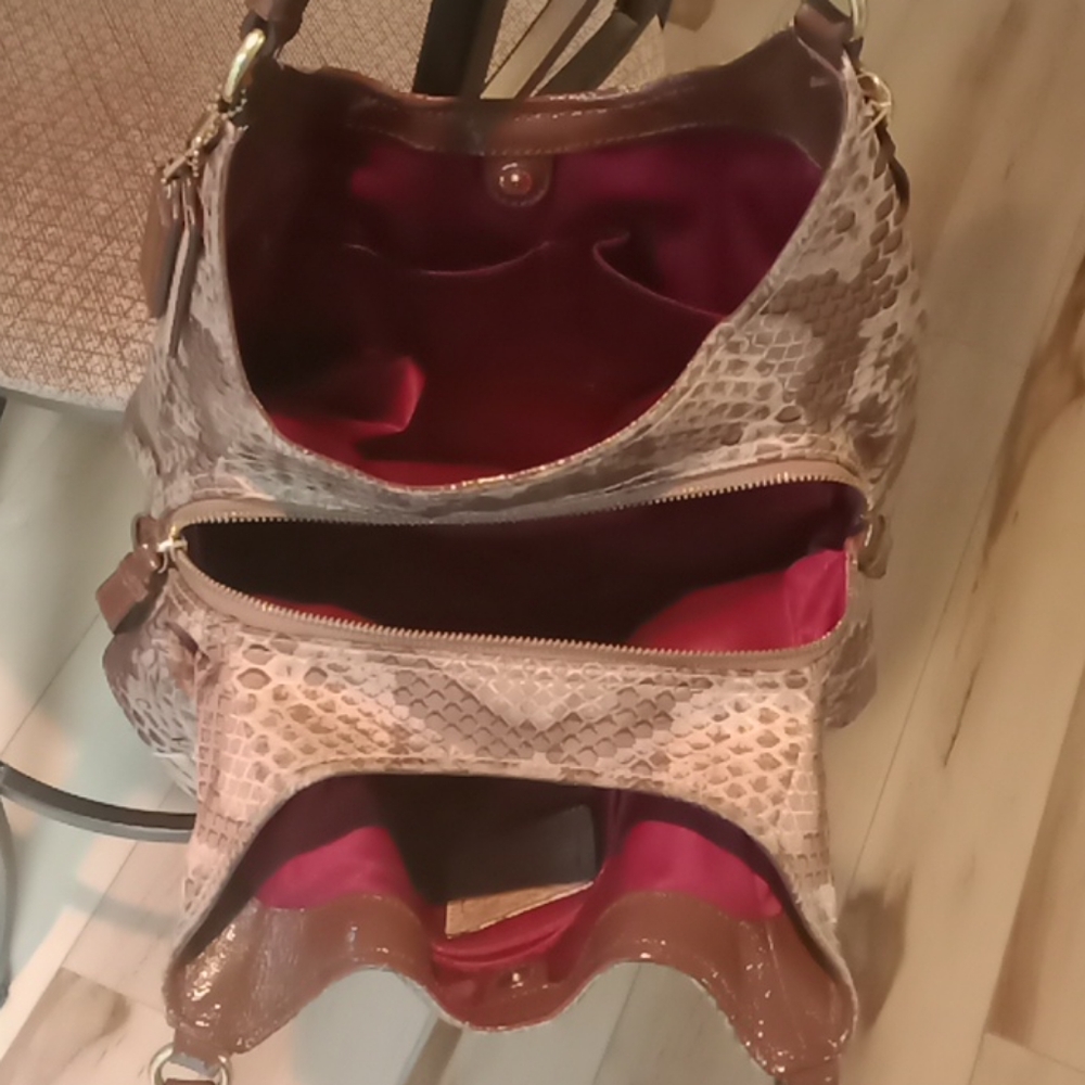 Coach Madison Python Print Maggie Hobo 19843 - image 5